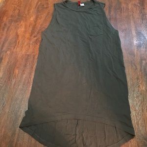 Sleeveless T-shirt dress with angled bottom